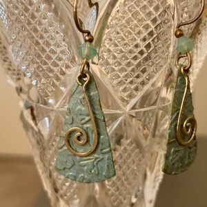 Embossed Swirl Earrings – Silver-Tone & Soft Blue
